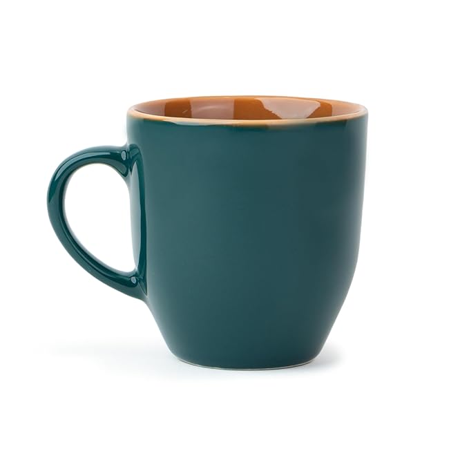 Shay Ceramic Coffee Mug, 1 Pc, 300ml, Teal Green | Tea Mug | Glossy Finish | Porcelain Coffee Cup | Ceramic Cup | Microwave Safe (Teal Green Milk Mug, 1 Pc)