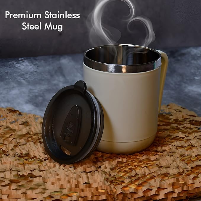 GANESH N-Joy Unbreakable Mugs with Cap Stainless Steel Plastic Covered Travel Mug with lid for Tea, Coffee, Milk (400ml) - Image 3