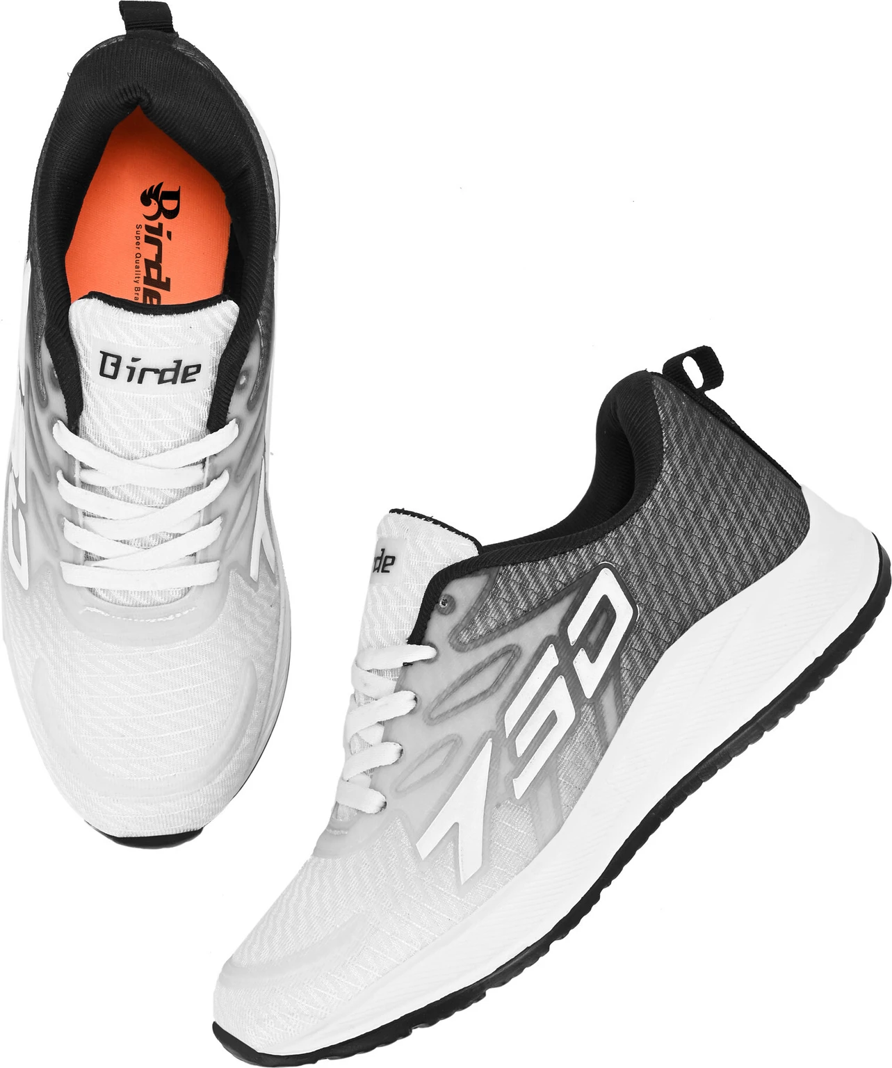 Birde NEW Superior Lightweight Comfortable Gym, Sports Walking Shoes For Men (White, Grey , 8) - Image 2