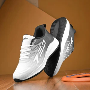 Birde NEW Superior Lightweight Comfortable Gym, Sports Walking Shoes For Men (White, Grey , 8)